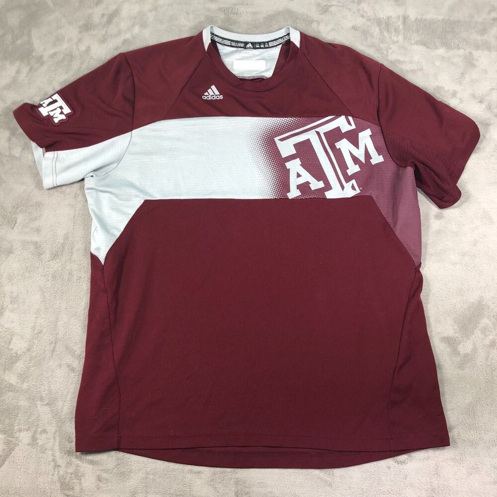 Texas A&M Aggies Jersey Maroon Gray Mens 2XL Adidas Climalite Short Sleeve